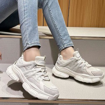 歐洲站老爹鞋女2023新款秋季透氣網面厚底運動休閑鞋爆款顯腳小潮
