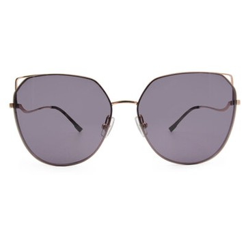 HORIEN 率性邊角簍空造型太陽眼鏡 冰晶紫