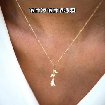 两件9.9折🔥臺灣出貨🔥可開發票✅冷淡風立體鏤空玫瑰花吊墜項鍊時尚氣質花朵吊墜鎖骨鏈情人節禮物