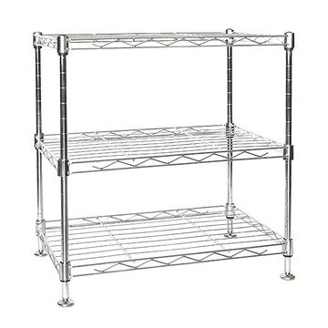 波浪電鍍三層架 鐵+塑膠材質  鐵 銀色  1個