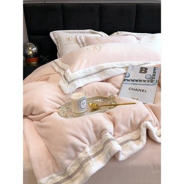 MUMI冬季加厚雙面牛奶絨四件套少女心刺繡被套保暖珊瑚絨床上用品