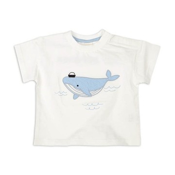 akachan honpo - 幼兒短袖T恤-立體圖案-米白色