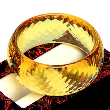 加寬精美黃水晶手鐲粉水晶手鐲白水晶手鐲刻面手鐲 女款手鐲1入