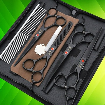 寵物剪刀美容剪毛狗狗泰迪修毛剪牙剪彎剪7寸專業工具彩色剪套裝 d7191