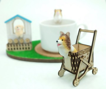 全手作 木製寵物車 寵物杯緣子 掛杯寵物茶包架