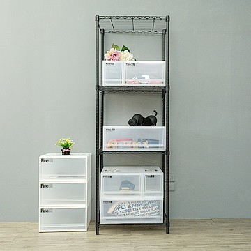 dayneeds 輕型 60x45x180cm四層鐵架(烤漆黑) 波浪架/收納架/置物架