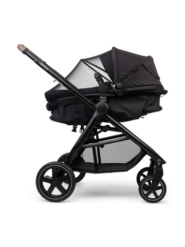 BOSS Kidswear - logo-patch four-wheel stroller - kids - Metallic Leather/Polyurethane - One Size - Black