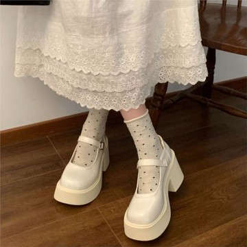 甜酷時尚百搭粗跟小皮鞋女2024春夏季新款厚底法式復古風瑪麗珍鞋