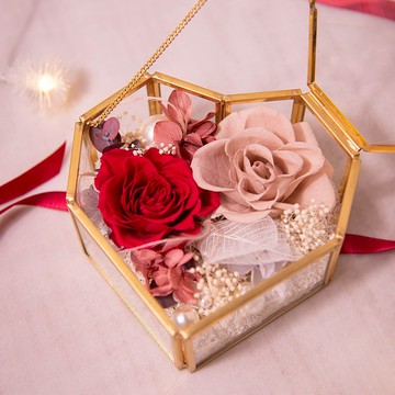 【堅定】透明玻璃愛心 乾燥花 永生花花盒 求婚 告白 婚禮戒指盒