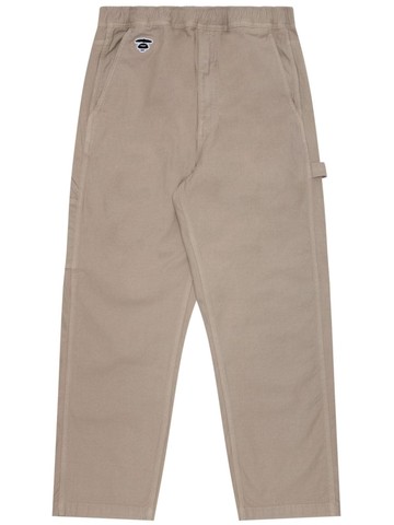 AAPE BY *A BATHING APE® - logo-appliqué straight trousers - men - Spandex/Elastane/Cotton - M - Neutrals