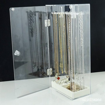 ✅開發票 臺中當天發  臺中倉當天發 透明飾品項鏈手鏈桌麵收納架 掛架收納盒 防塵項鏈展示架子可旋轉 017X J6CY