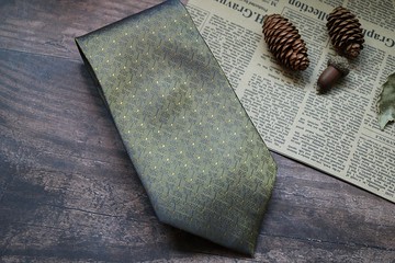 草綠色真絲斜紋領帶百搭休閒necktie