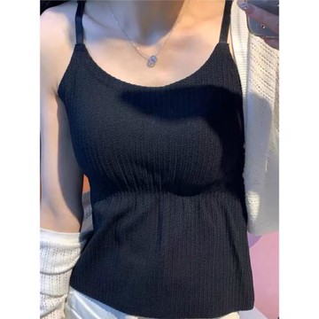 大碼胖mm吊帶背心女內搭帶胸墊夏季2025外穿大胸顯瘦針織美背上衣