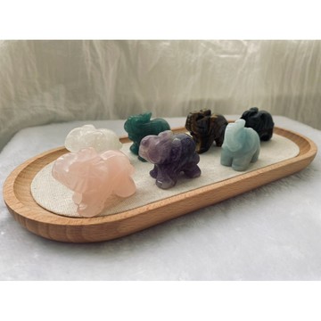 水晶大象 大象擺件 智慧 財富守護之神 虎眼石 粉水晶 黑曜石 紫水晶