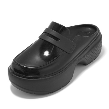 Crocs 洞洞鞋 雪屋閃耀樂福鞋 Stomp High Shine 男鞋 女鞋 黑 漆皮 厚底 休閒鞋 卡駱馳 210659001