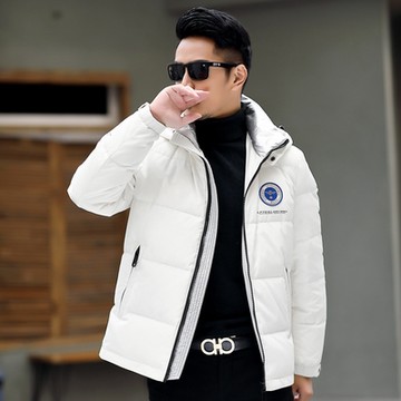[米蘭精品] 真羽絨90%白鴨絨羽絨外套羽絨衣夾克-連帽蓬鬆防潑水短款防寒保暖男外套5色74df36