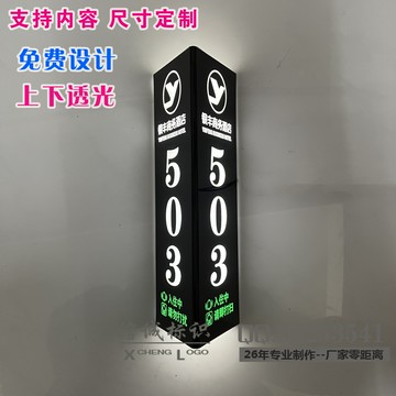 發光led三角雙面門牌設計酒店門牌ktv會所包廂號賓館門牌號定制