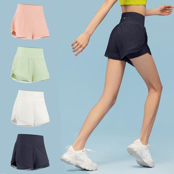 VFU 假2件式 防走光 短褲 瑜珈褲 輕盈百搭 貼身親膚透氣 褲子 口袋收納設計 輕薄高質感