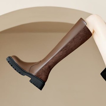 復古長靴女不過膝厚底騎士靴高筒彈力瘦瘦靴小個子長筒靴秋冬大碼