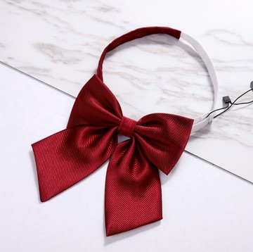 銀行酒店職業酒紅斜紋領花女正裝蝴蝶結學生工作服襯衫純色領結