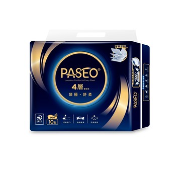 PASEO 百拭柔 4層頂極舒柔抽取式衛生紙90抽10包/串