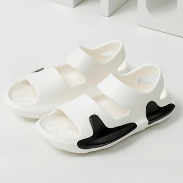 bebehome 兒童款 休閒戶外防滑透氣涼拖鞋 - 黑邊白鞋 EVA材質  36~37