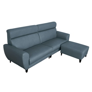 【多瓦娜】MIT潘狄亞貓抓皮L型沙發(四人+腳凳)-二色鐵灰色