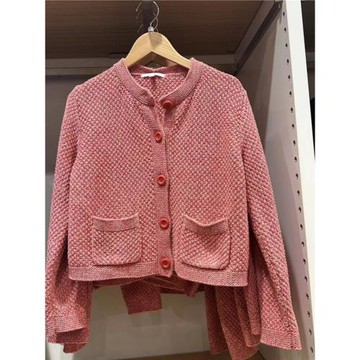 日單女裝2023春秋季小香風針織短茄克寬松排扣夾克外套女454761