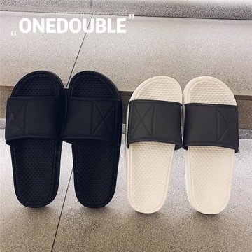 2021新款北歐ins原宿黑白灰簡約拖鞋外穿厚底松糕情侶男女涼拖鞋