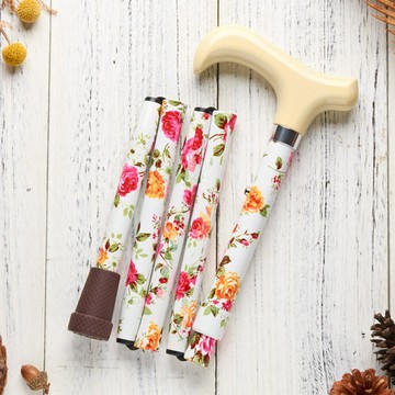 Merry Sticks 悅杖｜繽紛生活折疊手杖Premium - 象牙白紅玫瑰