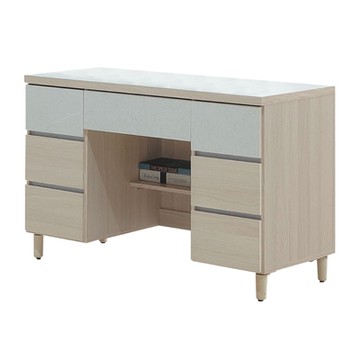 文創集 馬蘭雙色4尺七抽書桌-120x57x81cm免組