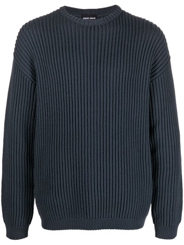 Giorgio Armani - chunky-knit jumper - men - Virgin Wool - 56 - Blue