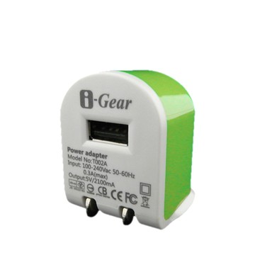 i-Gear 輕巧實用 AC轉USB 2.1A旅充變壓器 - 綠白