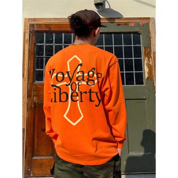 south老王美式國潮重磅潮流寬松休閑純棉刺繡套頭長袖男女T恤打底