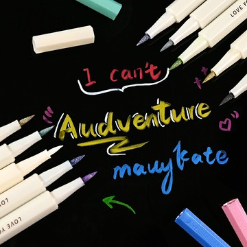 原創12色金屬油漆筆涂鴉筆記號筆 珠光彩色軟毛筆DIY手賬相冊筆