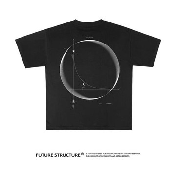 未來結構原創設計師品牌夏季寬松情侶裝半袖T恤男寬松圓領短袖潮