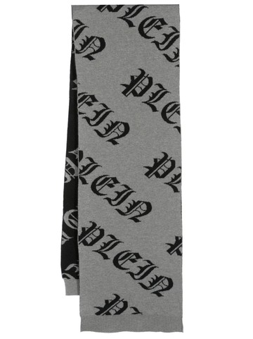 Philipp Plein - Gothic Plein intarsia-knit scarf - unisex - Wool - One Size - Grey