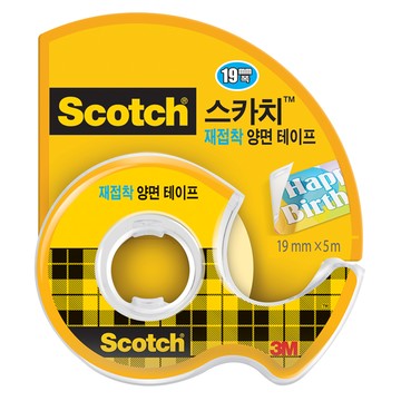 Scotch 可重複黏貼雙面膠帶 238 19mm x 5.08m  1個  透明