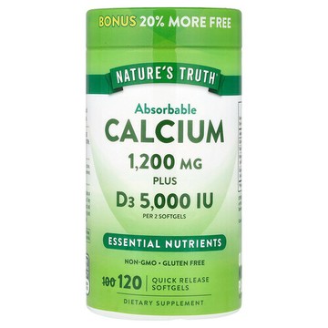 Nature's Truth, 可吸收鈣，復配維生素 D3，120 粒速釋軟凝膠