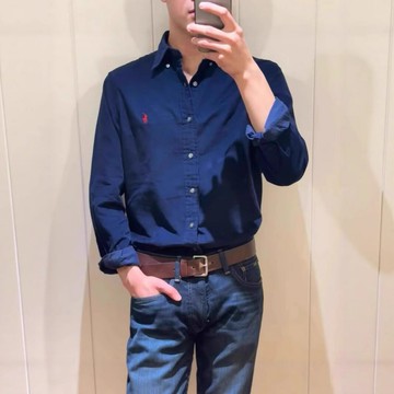 拉夫老錢風牛津布長袖男式襯衫RL小馬標刺繡襯衣高級感外穿上衣鑫弘-錦衣華服