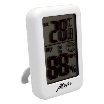 Mayka 明家 LCD自動感應溫濕度計 笑臉顯示 可磁吸/壁掛/站立  白色  1個