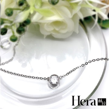 【HERA赫拉】明星同款項鍊單鑽鈦鋼鎖骨鍊-銀色款