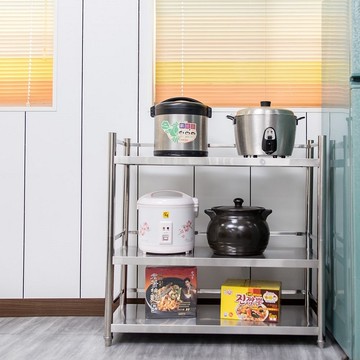 【誠宜居家】90x45x91公分 (三面圍欄-三層不鏽鋼置物架)升級款加粗加厚-加強底部橫梁 收納架 不鏽鋼置物架 不銹鋼置物架 廚房不銹鋼置物架 置物架 家電架 廚房架 架子