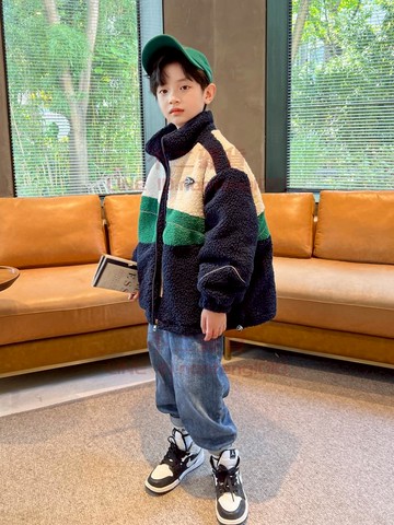 男童外套 秋冬裝加厚兒童冬季羊羔絨毛毛衣 中大童帥洋氣外套【不二雜貨】