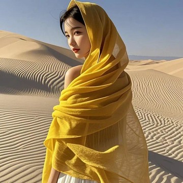 💖臺灣-出貨💖民族絲巾圍巾夏季冰絲防曬純色披肩紗巾沙漠沙灘百搭旅遊披肩外搭06X3