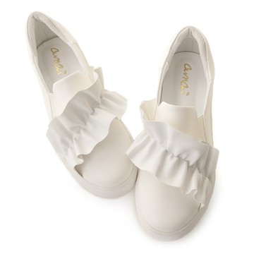 微糖荷葉邊懶人休閒鞋 白 GW18-168WT