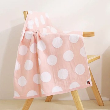 星紅織品 點點刺繡小瓢蟲浴巾  100%純棉  70x140公分  粉色  1條