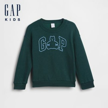 【GAP】babyGap布萊納小熊Logo大學T-熱帶綠(911541)