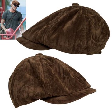 秋八角帽男英倫復古文藝中青年休閑帽咖啡色貝雷帽女麂皮絨報童帽