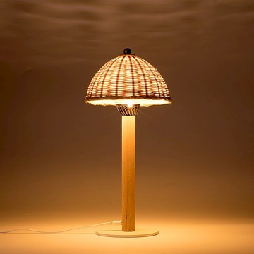 D款 竹編蘑菇燈  田園燈編織臺燈  中式小夜燈